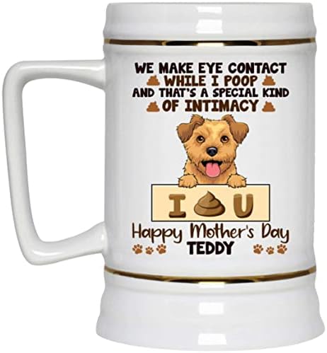 Raças de cães personalizadas URVOG Fazemos contato visual enquanto eu cocôa xícaras de caneca de café cerâmica do dia das mães felizes, 22 onças. Beer Stein