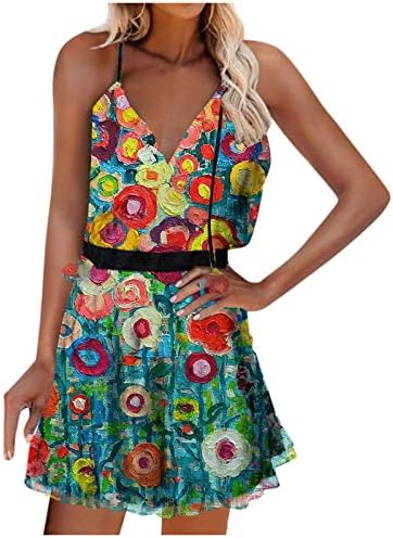 Vestidos para mulheres vestido casual vestido em videira vestível de verão de decote em vestido manguido mini vestido floral praia