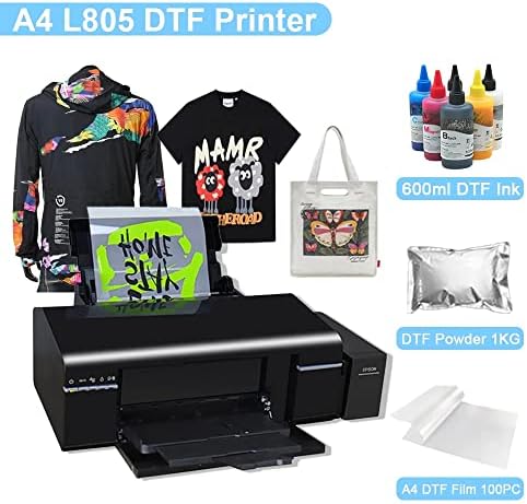 Impressora de transferência de DTF A4 L805 Trema Impressora para tecidos, couro, brinquedos, roupas de banho, artesanato, camiseta, travesseiro, outros têxteis