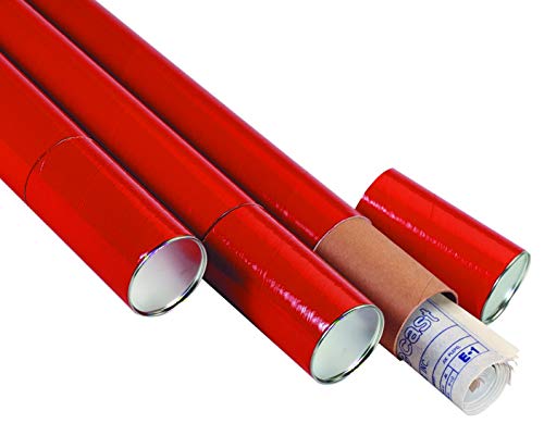 Tubos telescópicos vermelhos premium Aviditi, 3 x 42 polegadas, para remessa, armazenamento, correspondência, plantas e pôsteres