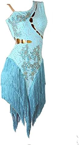 Liuhuo Blue Cutout Cutout Sleeseless Latin Dance Dress
