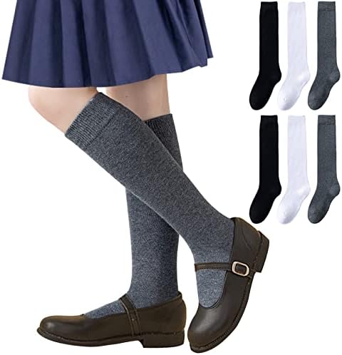 Meias de uniforme escolar de joelho de joelho/malha de cabo/uniforme escolar com nervuras 3/6 meias de tubo sem costuras