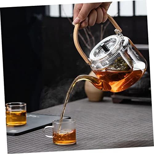 Yardwe 1pc bule de chá claro conjunto de chá chinês conjunto de chá vintage holonete de vidro de vidro fervendo bule de vidro