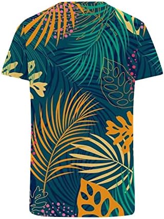 Tops de verão femininos Crochet Lace V pescoço de manga curta Túnica de túnica elegante Flowy Blouse Tropical Flower Hawaiian Shirts