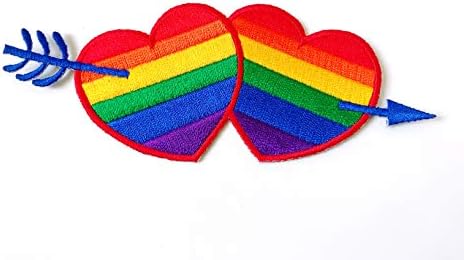 Love Cupido Arrow Rainbow Heart Bordado Costura em Ferro em Patch para Mochilas Jeans Jeans Roupas etc.