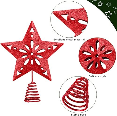 McEast Christmas Tree Topper Star Glitter Christmas Treetop Decoration Star de cinco pontas para Ornamento de Árvore de Natal