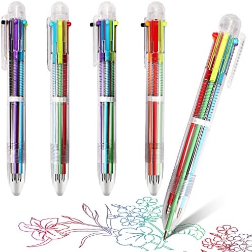 Caneta esferográfica sflhhdm 4 pacote, caneta de esfera retrátil multicolor de 6 em 1, caneta de tinta colorida de 0,5 mm, caneta multi-color