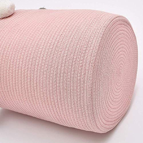 Cestas de armazenamento de corda de algodão rosa de chumbo de algodão 12,6 x 12,6 x 14,6 Tecida Baby Pompons fofos