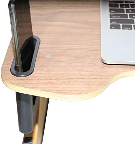 Mesa de laptop dobrável de madeira, suporte de monitor ajustável Riser multifuncional para laptop para a cama Bande