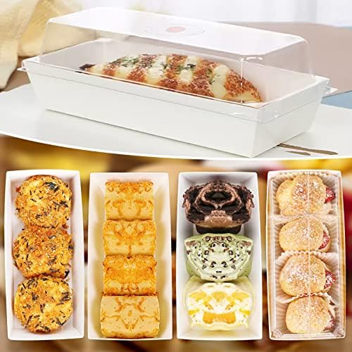 Cmkura 50 pacote branco 4,7 Artigo descartável retangular Caixas de alimentos caixas de padaria para bolo, biscoitos, sanduíche