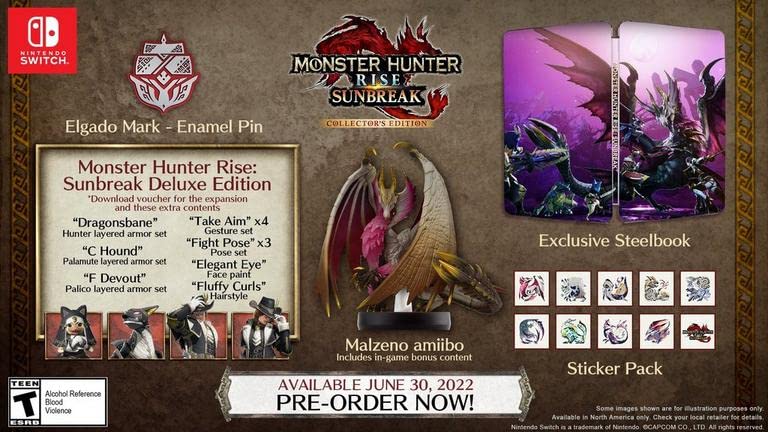 Monster Hunter Rise: Sunbreak: Edição do Colecionador com Malzeno Amiibo para o Nintendo Switch