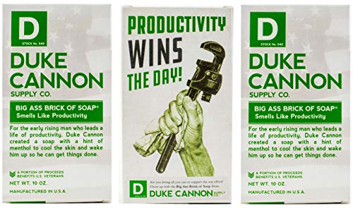Duke Cannon Supply Co. Big Ass Brick of Soap Bar para homens A coleção da Segunda Guerra Mundial cheira a produtividade Multi -Pack - Superior Grade, Extra grande, todos os tipos de pele, 10 oz