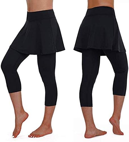 Leggings Crop Crop Leggings Esportes de tênis Salia de calças femininas 2 em 1 calça de fitness Casual Coloque de cintura Capri calças