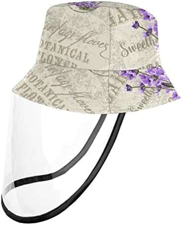 Chapéu de proteção para adultos com escudo facial, chapéu de pescador anti -sun tap, tinta retrô pintando lago montanhas flores