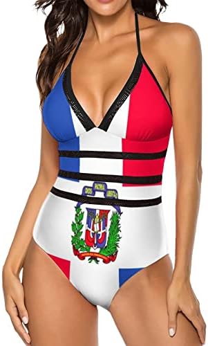 Bandeira da República Dominicana Menina de Taí-papo de Monokini de Monokini de Monokini de Monokini de pescoço Monokin
