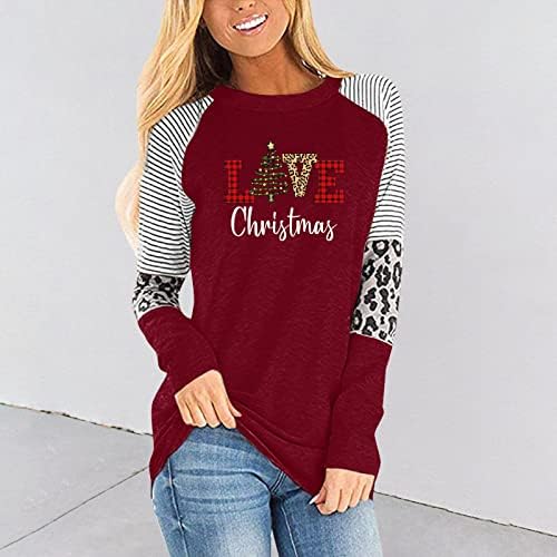 Womens Western Feia Feia camisetas de Natal engraçadas de manga longa árvore de Natal Holiday Snowman camiseta casual Tee Tops