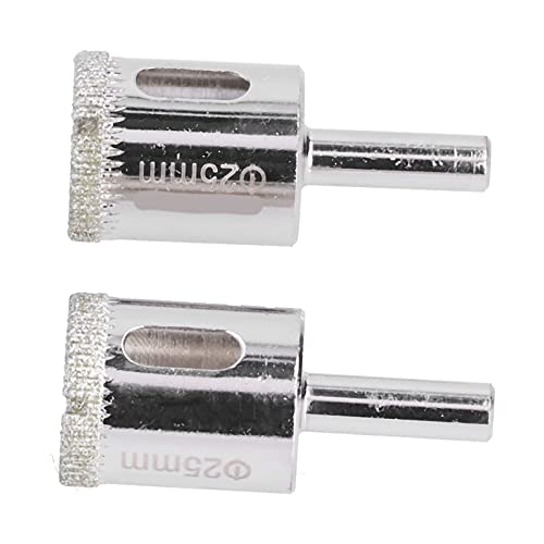 Fafeicy 2 PCs Hole Saw Diamond Bits Diamond Bits, 25mm/1,0in, broca de núcleo oco para cerâmica, vidro, porcelana, azulejo de cerâmica, mármore, serra de buraco