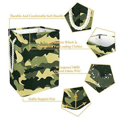 Cestas de armazenamento de padrões de camuflagem do exército, lixeira de armazenamento colapsável na lavanderia à