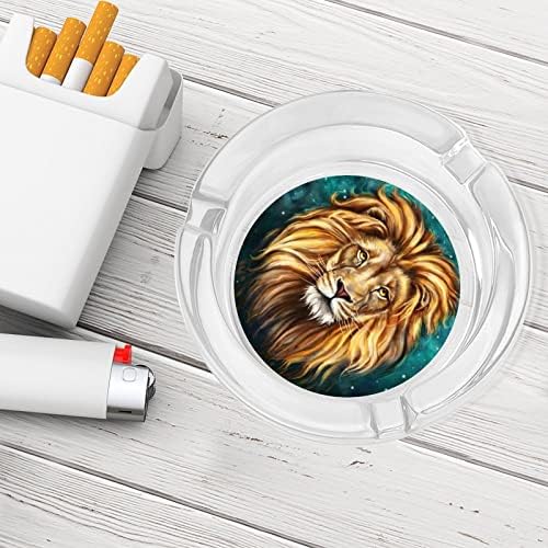 Animal Lion Glass Ashtrays for Cigarettes à prova de vento pode ser impresso bandejas de cinza extravagantes para o hotel de pátio em casa Uso