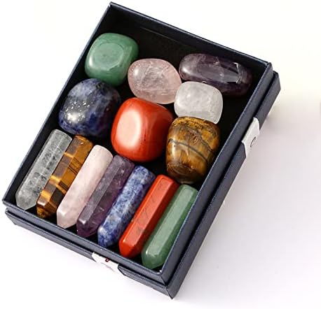 Kit de cristais de cura premium na caixa de presente 7 conjunto de chakra Stones tombadas 7 Chakra Stone Stone Meditação Stone Yoga Amulet Meditação polida Pedras de pedras gemas de pedras positivas gerador de energia positiva gerador de energia