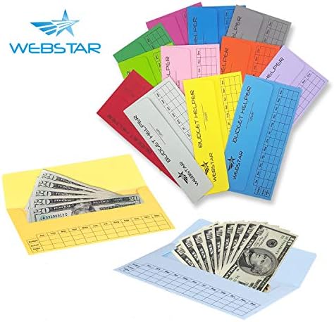 Webstar Cash Envelopes Sistema de Orçamento - Auxiliar de Orçamento 12 Multi cores, pode ser usado como Bills Coupon Recibt Moeder Planner Organizer