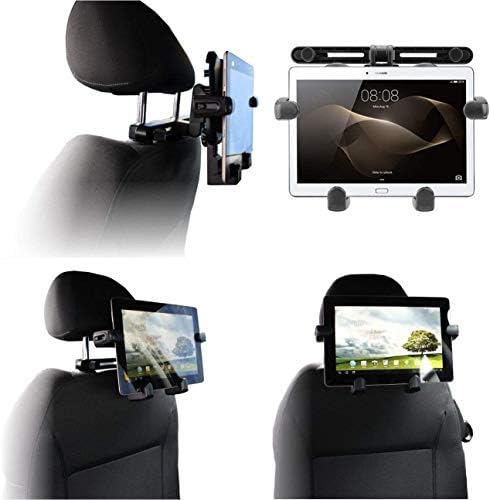 A apoio de cabeça portátil da Navitech no carro compatível com o tablet Samsung Galaxy Tab S3 9,7