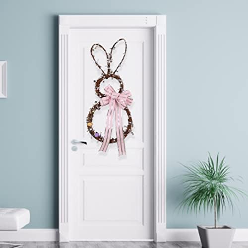 Aeiofu Easter Rabbit Decoração Decoração de coelhinho de páscoa gravata borda Porta de coelho Portão da frente grinaldas de pásco