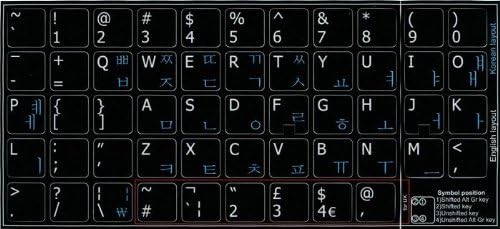 4Keyboard coreano-inglês-inglesa não transparente rótulos de teclado preto fundo