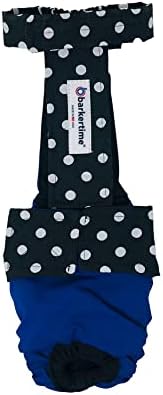 Black Polka Black Dot em Blue Blue Escape à prova d'água fralda de cão premium em geral, xxl, com orifício de cauda - fabricado nos EUA