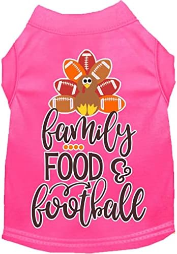 Família, comida e tela de futebol camisa de cachorro estampado rosa brilhante xxxl