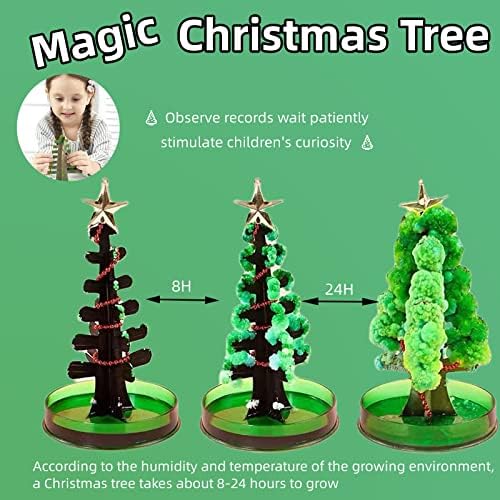 ZHNNT 4 PCS Magic Crescendo árvores de Natal, decorações de Natal, árvores de papel de cristal em cultivo mágico são brinquedos interessantes para a festa de Natal DIY infantil