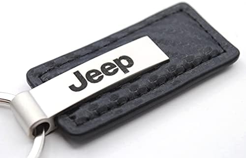 Jeep Cherokee Black Carber Texture Leather Key Chain