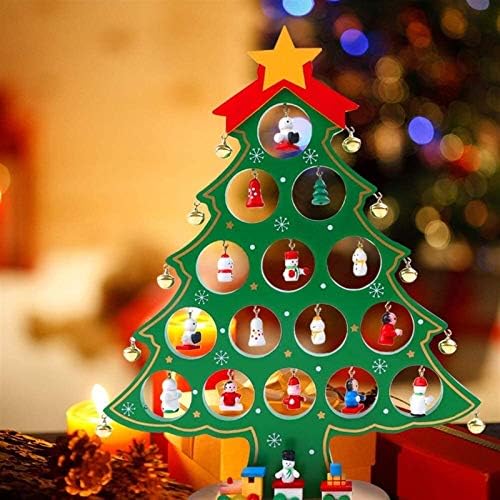Huangxing - Decoração de desktop da árvore de Natal 3D DIY Miniatura de madeira miniatura Tabel de árvores Ornamentos