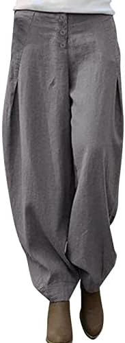 Calças casuais e tops femininos de algodão feminino roupas de vestido de botão de calça longa para mulheres calças casuais de negócios