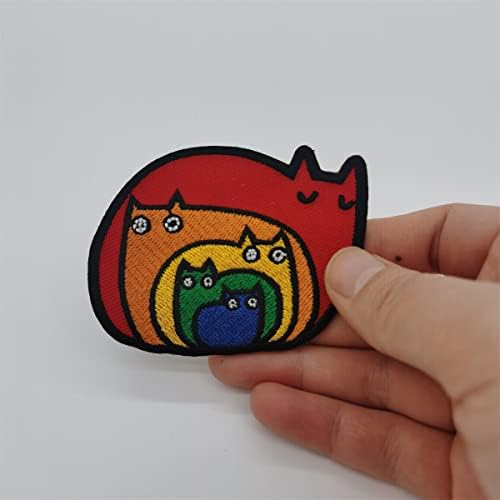 Rainbow Cat Patches bordados de gato fofo Patch Orgulho gay Bordado costurar/ferro em manchas bordadas Cartoon Applique