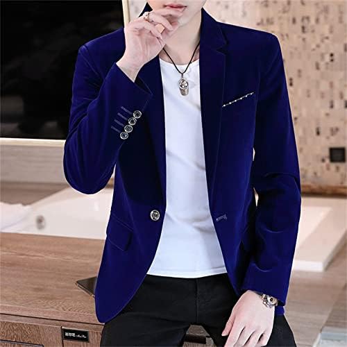 Homem Veludo vintage um botão Blazer leve Solid Casual Casual Casual Casual Casaco Slim Dinner Slim Dinner Slim Tuxedo