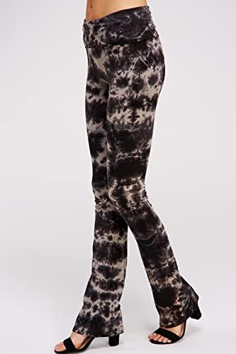 Eunanara Tie Tye Print Yoga Calças - dobra casual feminina sobre o alongamento da perna queimada na cintura ativa feita nos EUA