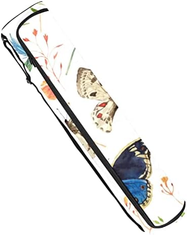 Bolsa de tapete de ioga ratgdn, Floral Butterfly Exercício de ioga transportadora de tape