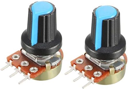 UXCELL 2PCS 5K OHM Resistores variáveis ​​Turn Rotária de carbono Potenciômetro de atingimento de filme com botões