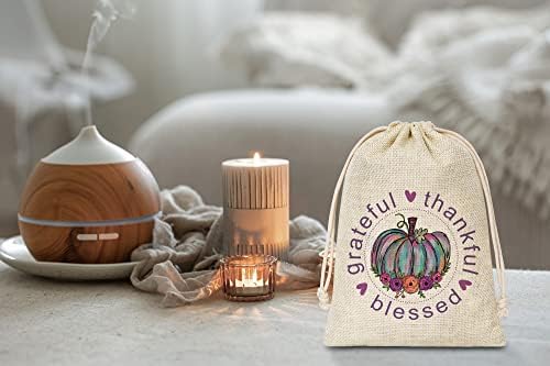 Sacos de presente de Bolsa de Ação de Graças de outono - agradecidos agradecidos abençoado sacolas de algodão com