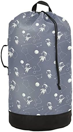 Mochila de lavanderia lavável MnSruu Mochila grande bolsa de roupas sujas com alças de ombro ajustáveis, astronauta de desenho animado