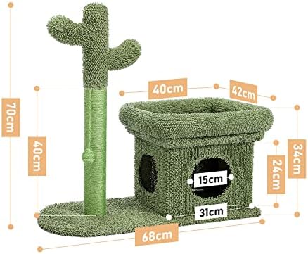 Postagem de arranhões em Walnuta Cat com uma casa Big House Cute Cactus Scratcher com ninho de condomínio Mordern