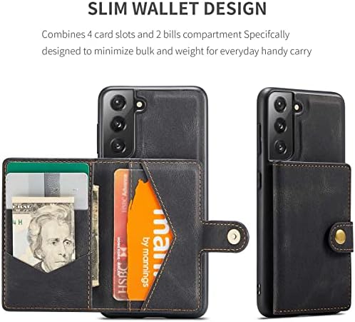 Caso para Samsung Galaxy S22/S22Plus/S22ultra, caixa da carteira, com bolsa de cartão destacável, cobertura de corpo