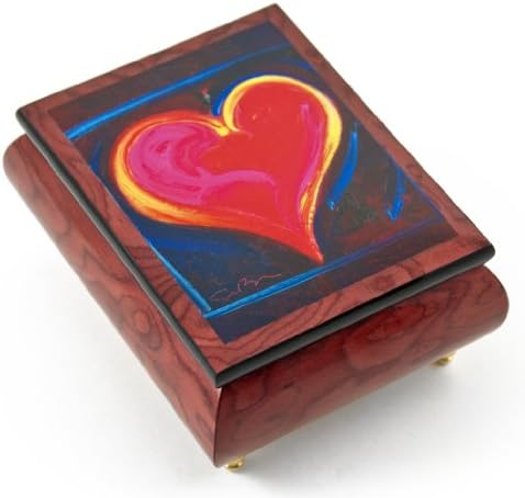 Inspirando Red - Wine Ercolano Painted Music Box intitulado Heart Felt III por Simon Bull - Muitas músicas para escolher - Baby