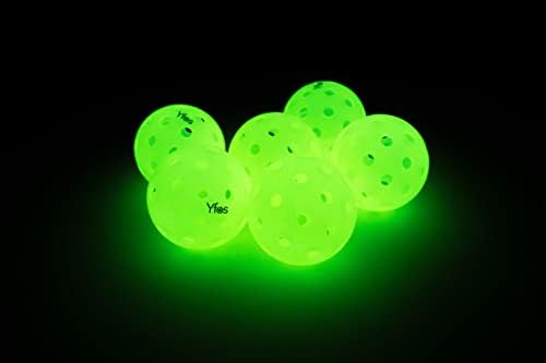 YFOs brilha nas bolas de pickleball escuro-Glowup 40 buracos do USAPA Standard Pickleball Conjunto de 6 bolas