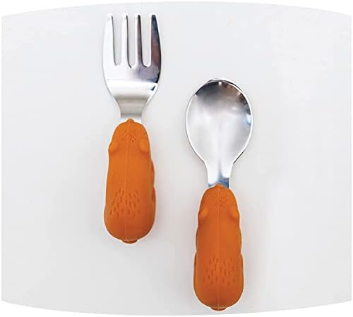 Tinkukle Twinkle Easy Grip Toddler Utensils Spoon and Fork Conjunto - BPA e ftalato grátis conjuntos de utensílios, talheres