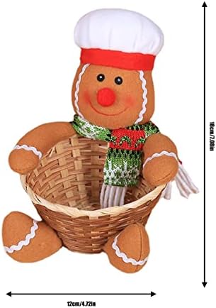 Cesta de armazenamento de doces de Natal fofo Papai Noel, rena, boneco de neve, homem -pão de gengibre, cesta de presentes de pinguim