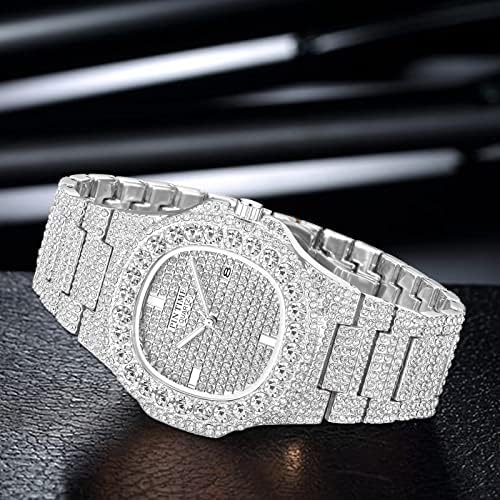 Pintime Luxury Mens/Womens Unissex Diamond Watch Bling Iced-Out Watch Watch Wristwatch Crystal Quartz Watch