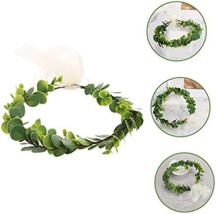 Veemon Wreath Wreath Rattan Decor Capacete de casamento Wereath Headwear Folhas verdes Decoração Eucalipto Deixe Banda da cabeça