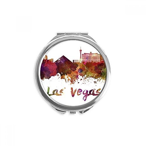 Las Vegas America City Aquarela espelho redondo maquiagem portátil de bolso